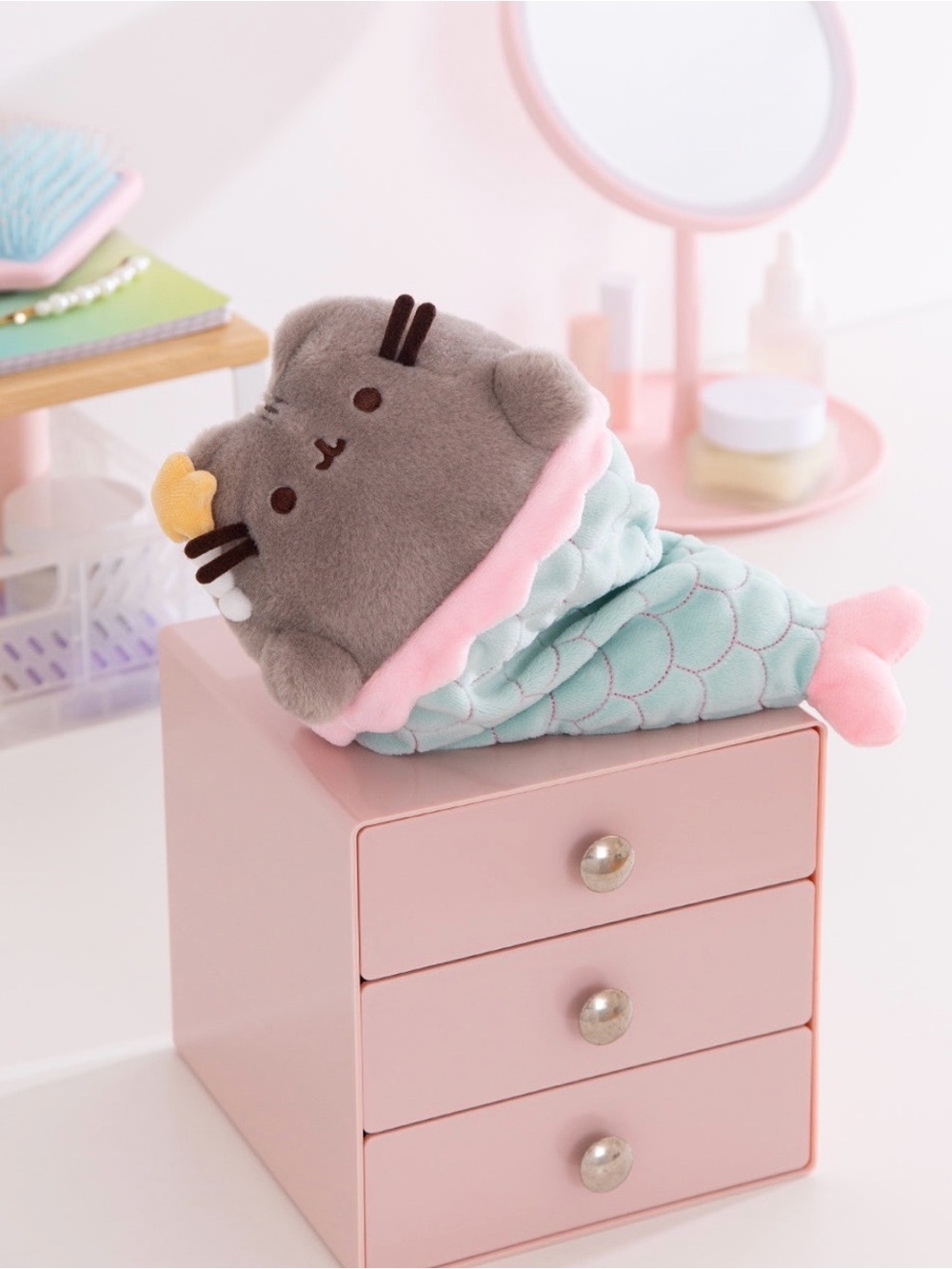 Pusheen Mermaid Plush with Mint Tail and Pink Trim; Brand New!!!